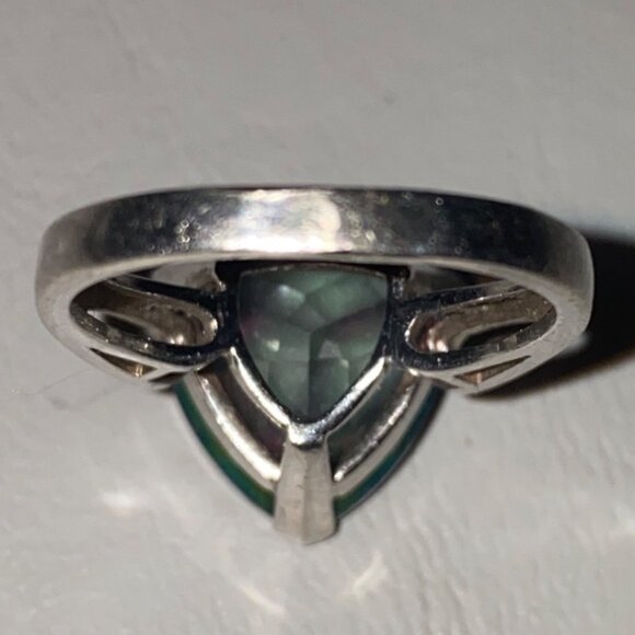 Spinel Trillion Cut Ring Size 6.5 6.91 ct. 14mm Faceted Triangle Sterling Silver - Picture 7 of 16